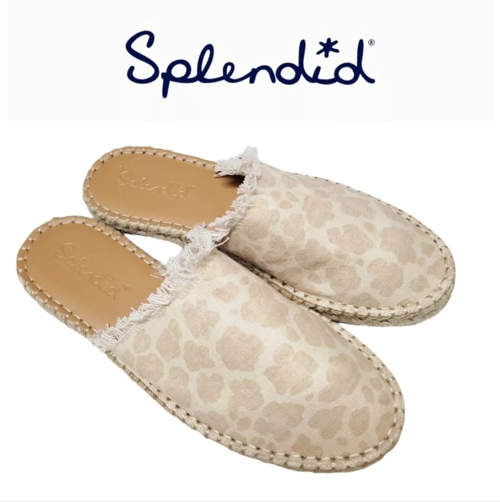 Splendid Jessica Espadrille Mule Ivory Cheetah Print 9.5